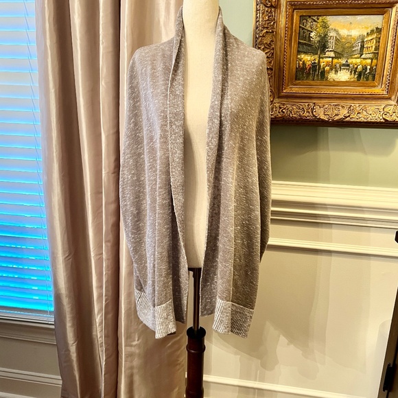 EUC Eileen Fisher Oversized Short Sleeve Open Front Linen Blend Cardigan LARGE - Picture 2 of 6